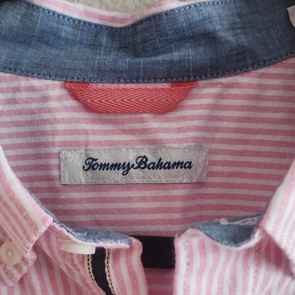 Tommy Bahama Mens Button Down Shirt Long Sleeve Striped Pink White Size XL - Picture 5 of 8